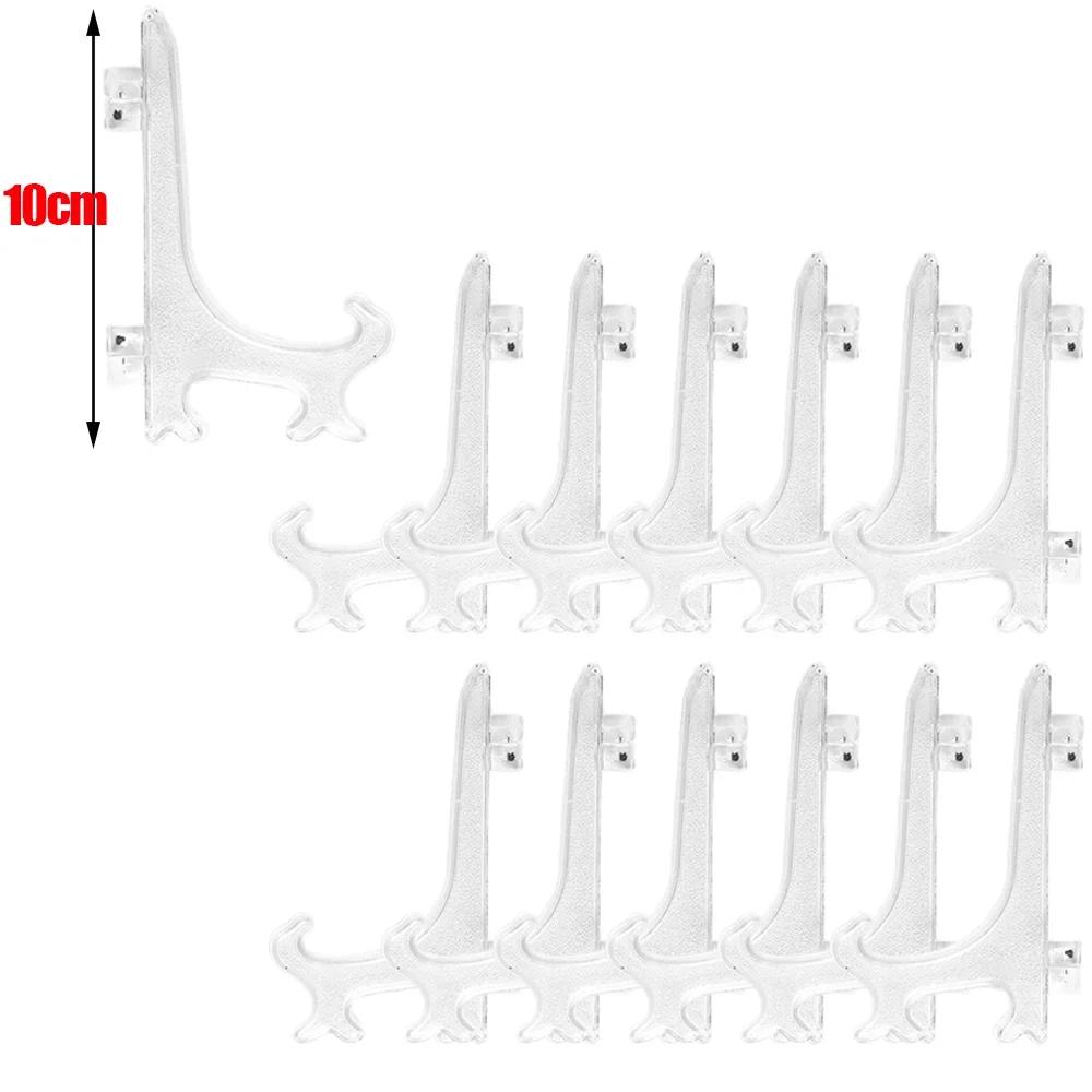

Clear Plastic Acrylic Easels Table Top Plate Holder Dish Bowl Racks Photos Picture Frame Folding Stand Storage Home Decoration 12PCS