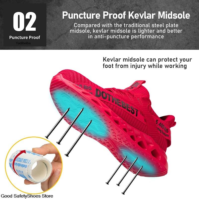Sapatos de Segurança com Biqueira de Aço para Homens Mulheres Tênis de Trabalho Leves à Prova de Perfuração Respiráveis Sapatos de Trabalho Masculinos Botas de Trabalho de Segurança Unissex