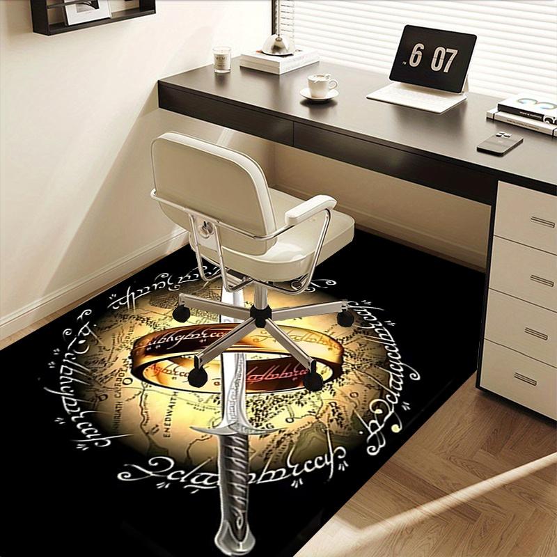 Ring of Power,Sword of Destiny Polyester Office Carpet Chair Mats, Home Decor Dormitory Floor Protector with Anti-Skid Backing, Large Area C