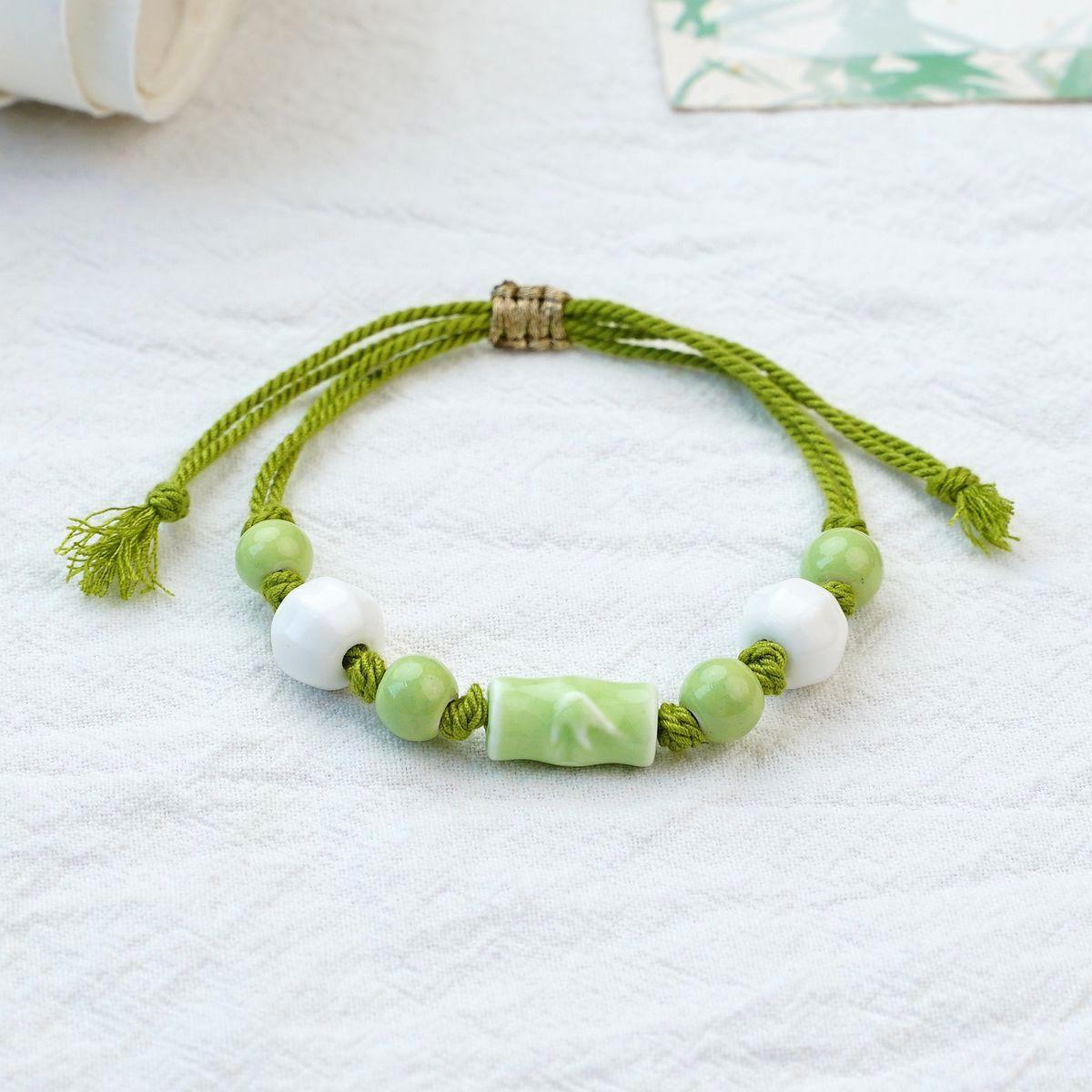 Браслет-плетенка  Берег Экзамена  Ручной плетеный браслет Счастливый керамический бамбуковый браслет Подарок Пасторальный стиль