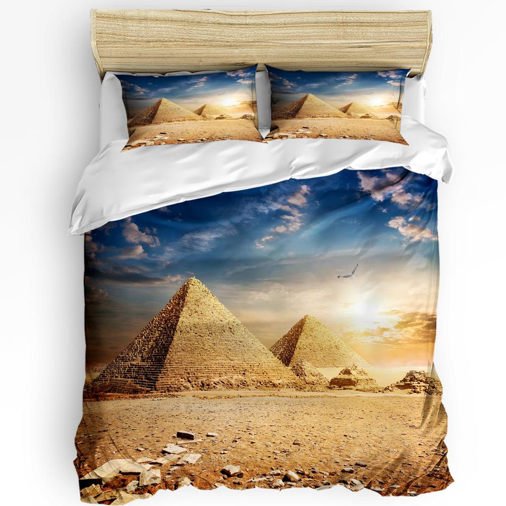 Pyramids Birds Sunset Blue Sky Bedding Set 3pcs Duvet Cover Pillowcase Kids Adult Quilt Cover Double Bed Set