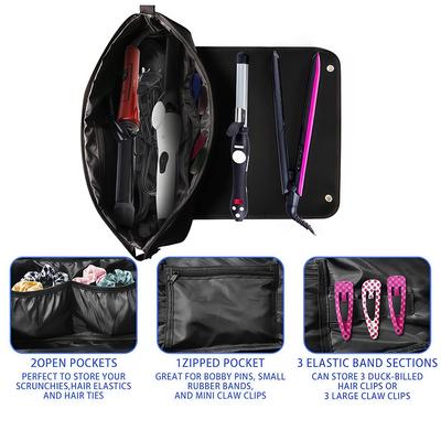 2-in-1 Reise-Tasche für Haarstyling-Geräte für Glätteisen, Lockenstäbe und Haarpflege-Zubehör, mit Innentaschen