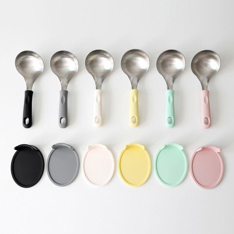 Kamomekitchen Silicone Handle Serving Spoon Mini Ladle + Stand 2-Piece Set