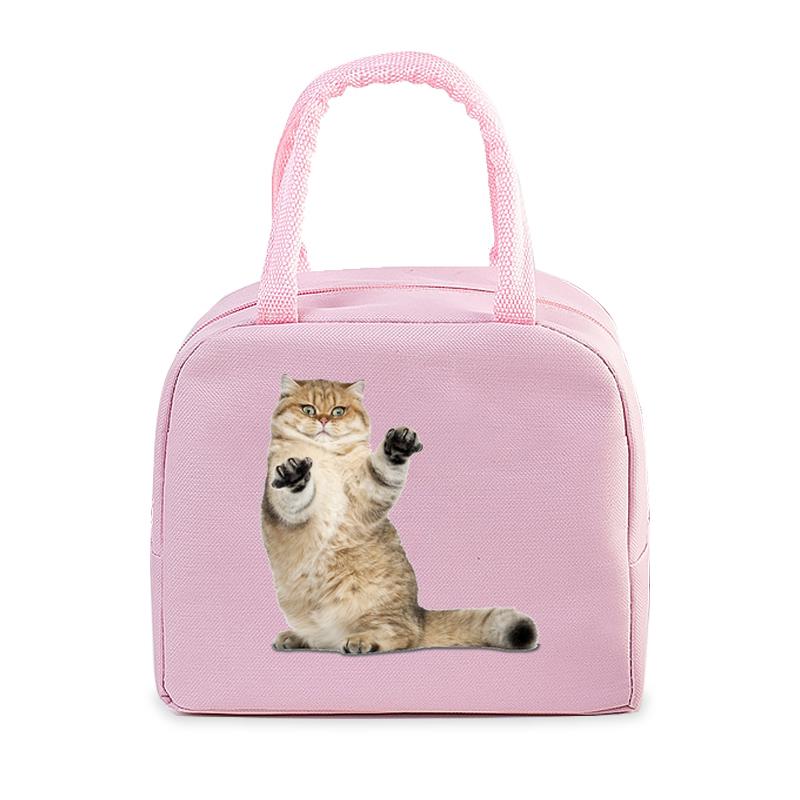 Funny 3D Cats Portable Lunch Bag Durable Office Women Men Thermal Box Cartoon Lunch Handbags Cooler Insulated Food Lunch Bags