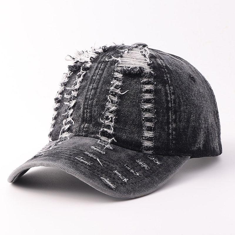 Old Hole Baseball Cap Women's Sunshade Sunscreen Versatile Face Small Light Board Washed Denim Hole Denim Cap