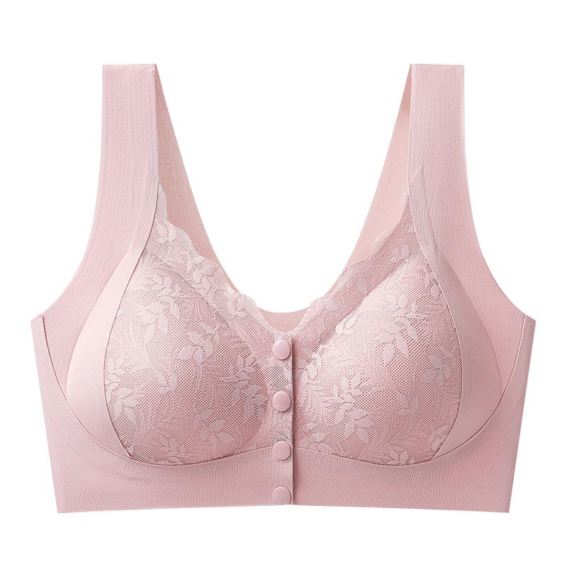 Front opening buckle middle-aged and elderly mother's fat M thin seamless steel rim breastfeeding vest bra