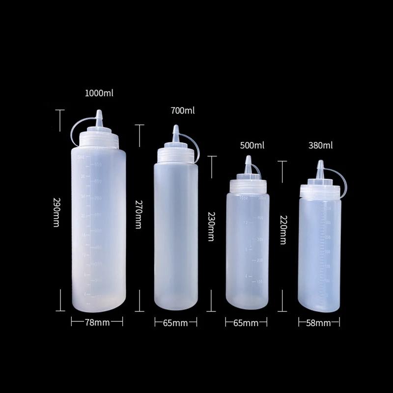 Salad Sauce Squeezed Bottle High Quality PE Plastic Plastic Pointed Seasoning Squeezed Desktop Seasoning Bottle Kitchen Supplies