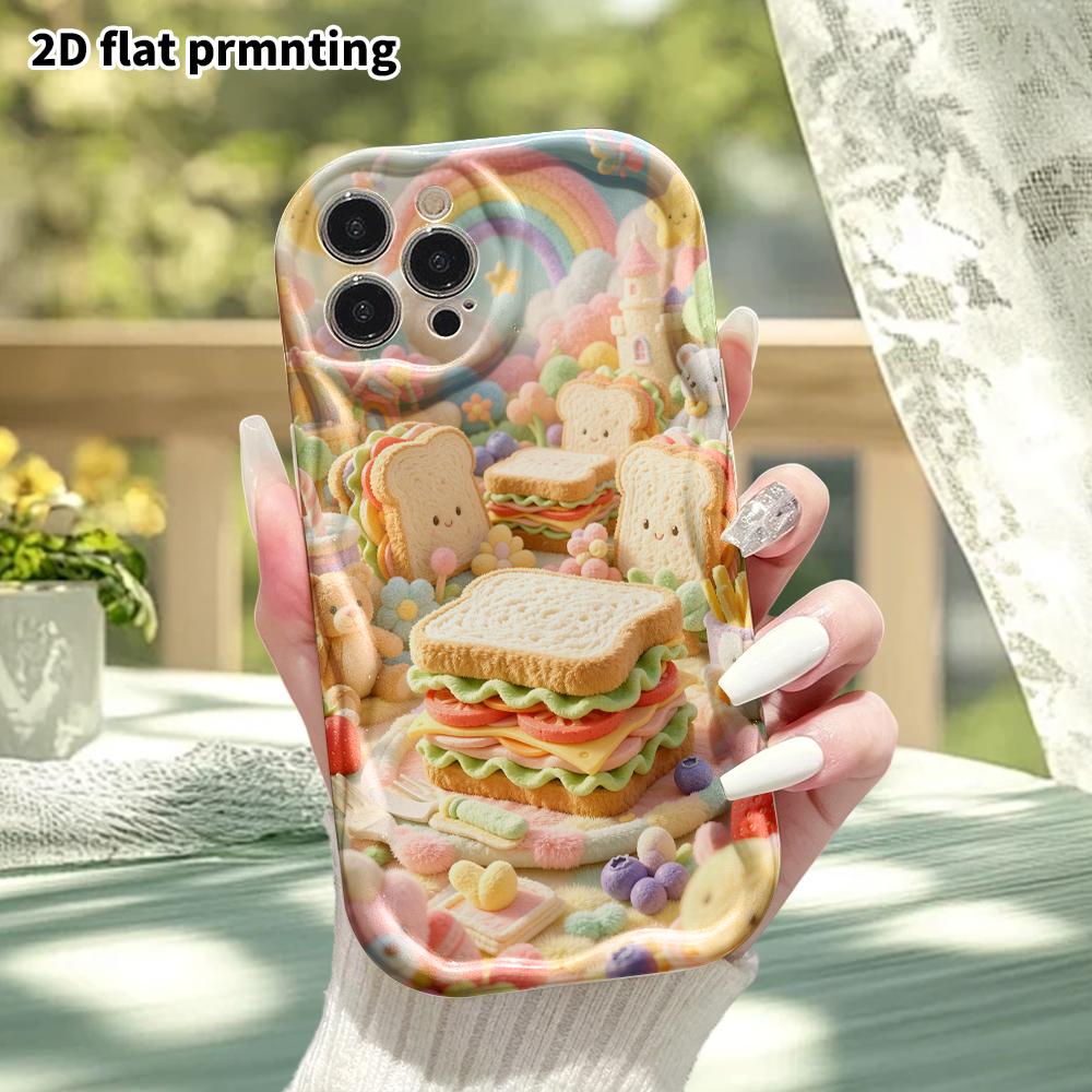 Phone Case: 2D flat, suitable for iPhone 18 17 16 15 14 13 12Pro protective case, sandwich picnic, perfect Christmas and Halloween holiday gift