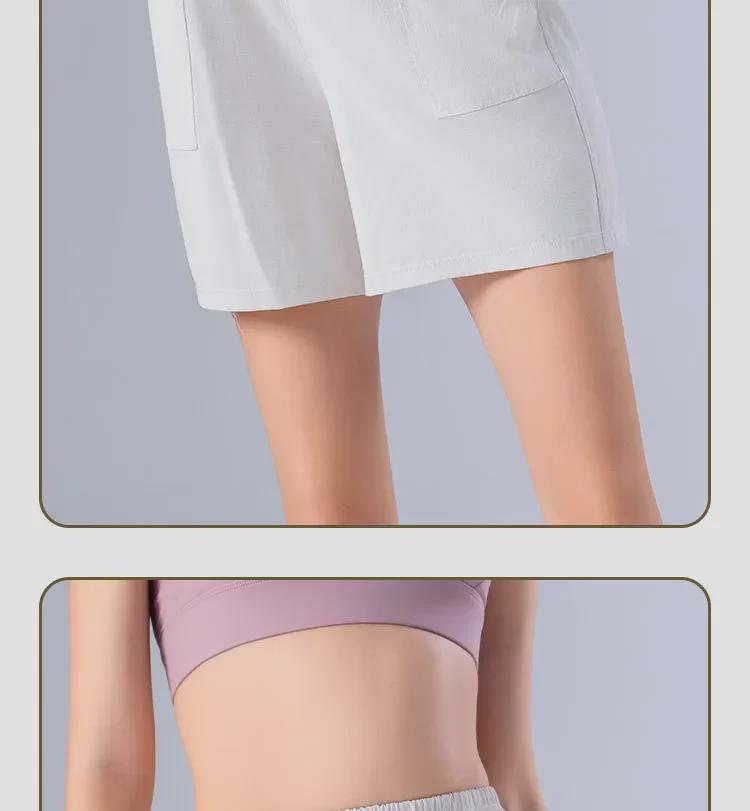 Quick-Dry Women's Summer Sports Shorts – Cool, Breathable, Loose Fit with Side Pockets for Running and Pilates.