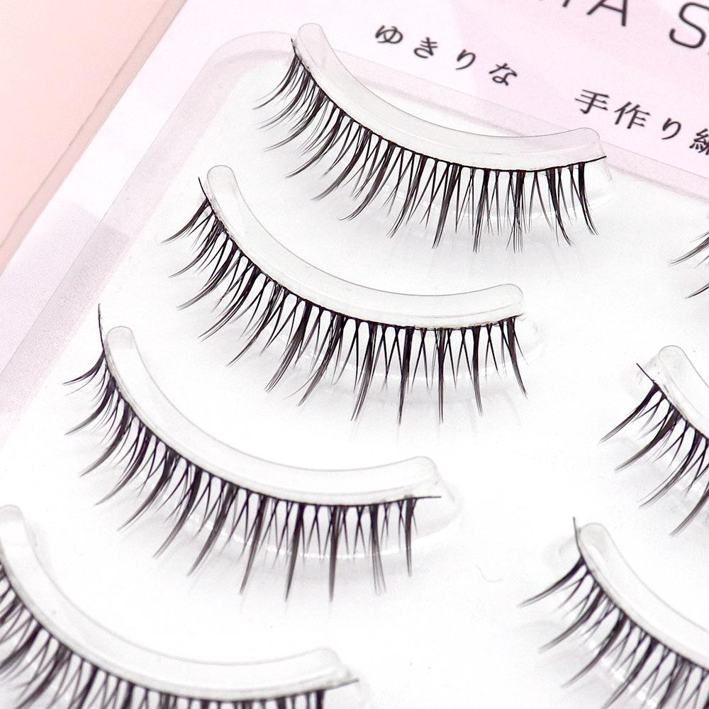 Schwarzes Haar Sonnenblume Falsche Wimpern mit dünnem schwarzem Stiel – Ideal für Doppellider und tägliches Make-up