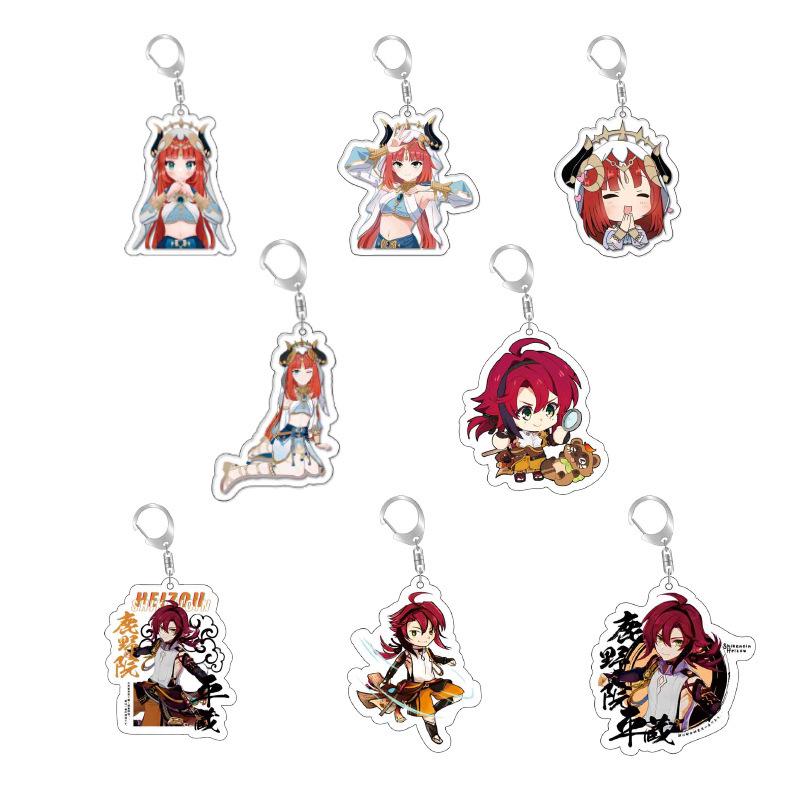 Genshin Impact 2D Keychain: Nilou, Nahida, Amber, Kaeya, Tighnari, Kazuha Pendant
