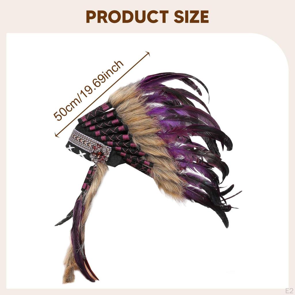 Indian Feather Headdress American Native Hat Headband for Dance