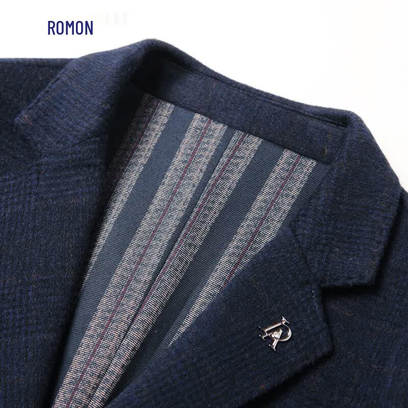 Luomeng Men's Merino Wool Double-Faced Mid-Length Business Coat