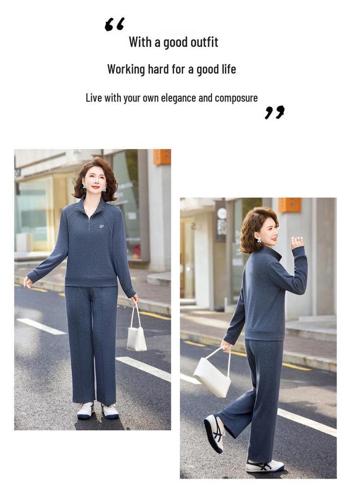 Women's Stylish Spring 2026 Hoodie Two-Piece Set for Middle-aged & Elderly