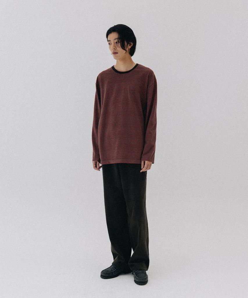 BLANKROOM Pencil Stripe Long Sleeve Tee_Museum Red
