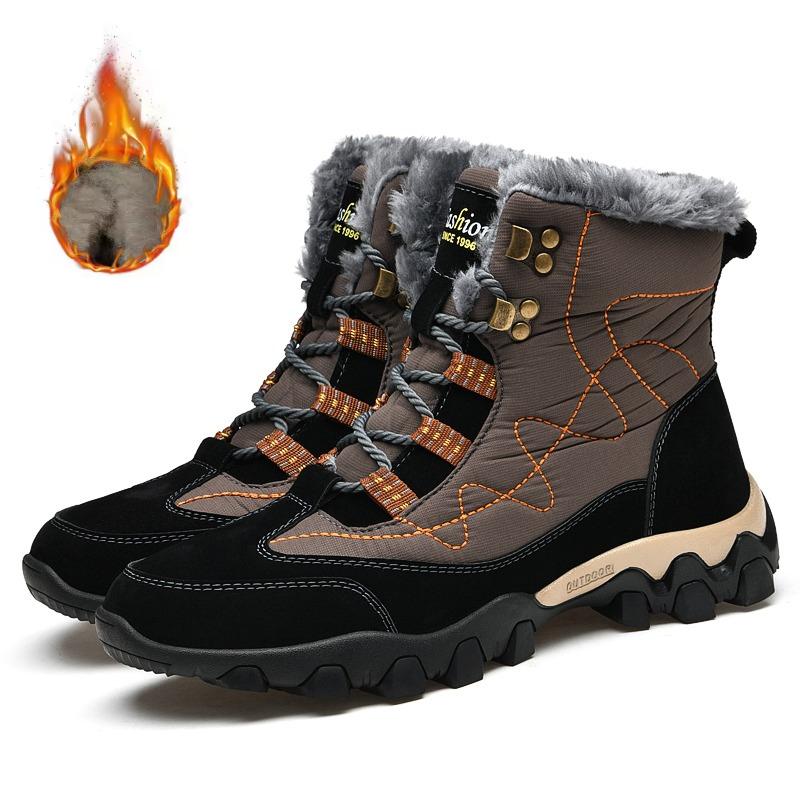 

Men s Winter Snow Boots with Cotton Lining Warm Comfortable Outdoor Walking Shoes Casual Ankle Boots for Cold Weather 46 коричневый