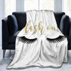 Eyelash Blanket Eyes Pattern Design Plush Throw Blanket, Modern Simple Lovely Flannel Fleece Blanket for Sofa Couch Room Decor