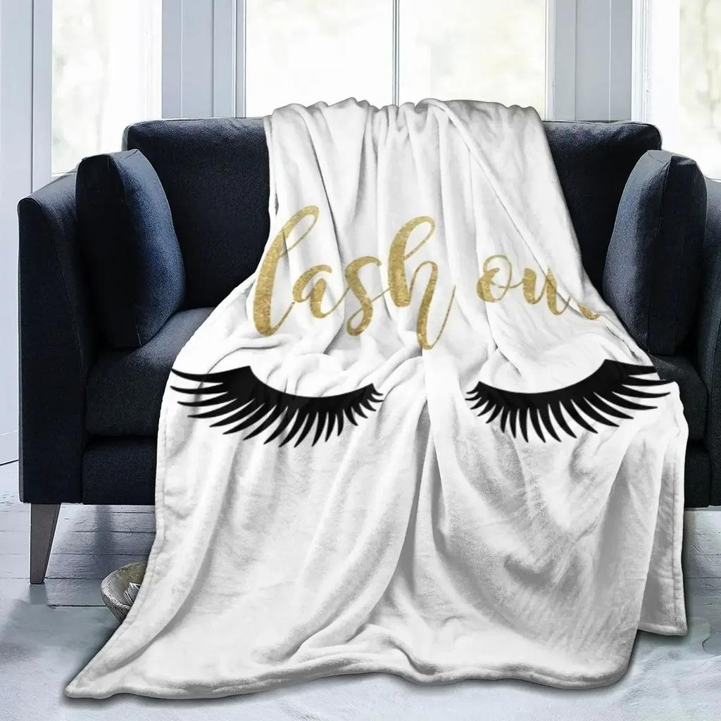 Eyelash Blanket Eyes Pattern Design Plush Throw Blanket, Modern Simple Lovely Flannel Fleece Blanket for Sofa Couch Room Decor