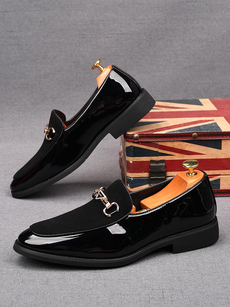 Fashion Men's Pointed Suede Leather Mixed Slip On Flats Shoes Male Designer Driving Loafers Homecoming Wedding Dress Zapatillas Hombre