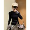 Spring simple semi-turtleneck bottoming shirt women's inner slim-fitting contrasting sweater high-end knitted top