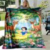 Cartoon Snow White and Seven Dwarfs Blanket, Super Soft Flannel Blanket, Perfect for Travel, Bedding, Sofa Blanket, Birthday Gif