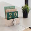 Desktop Perpetual Calendar Wooden Block Retro Calendar for Livingroom Office Shop Bar Desk Decor Week Month Day Display (Green cactus)
