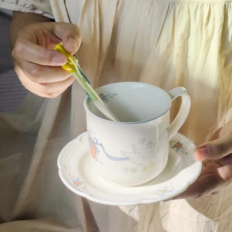 1 sett keramiske kopper og tallerken Dessert tallerken Servise Håndmalte Swan kaffekopper Ettermiddagste kopp Kontor Hjem Par Gaver