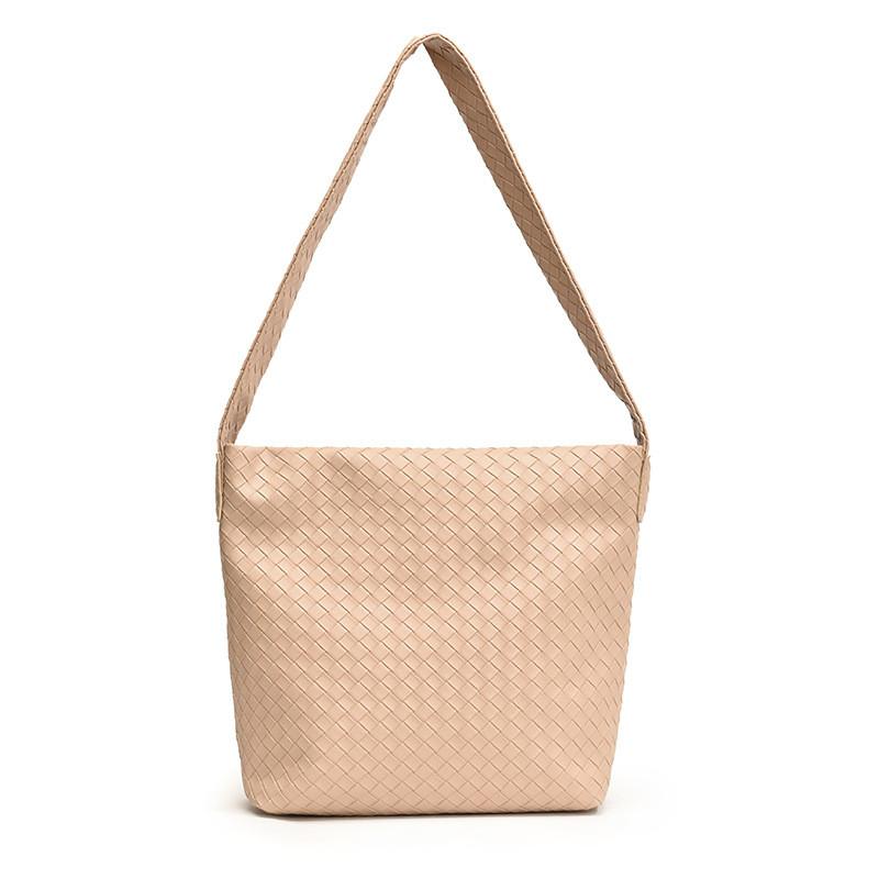 Solid Simple Color Woven Texture Women Large Capacity Tote Bag Daily For