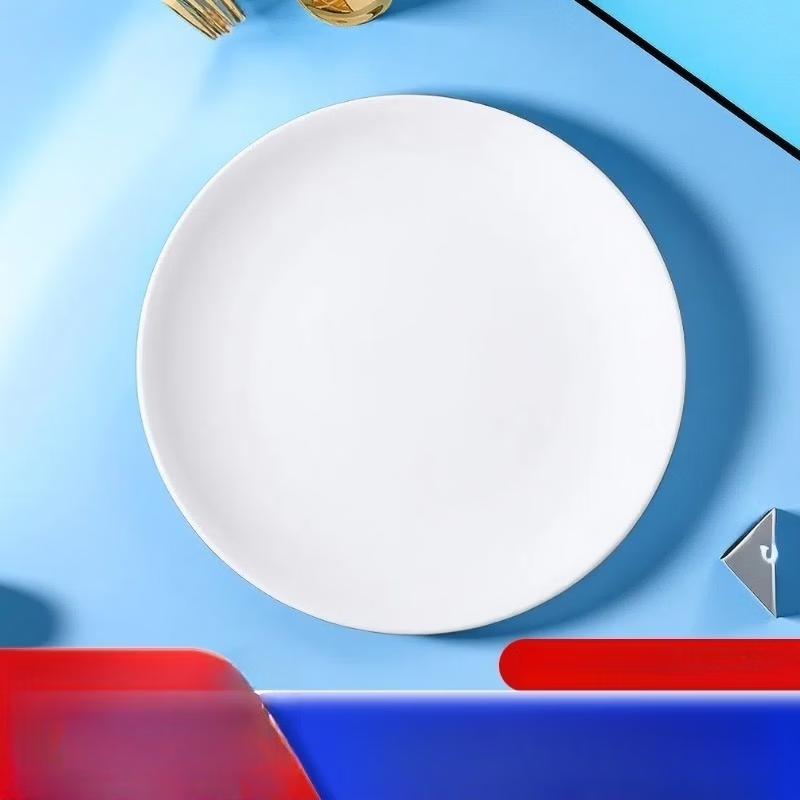 Pure White Round Ceramic Dinner Plate Set