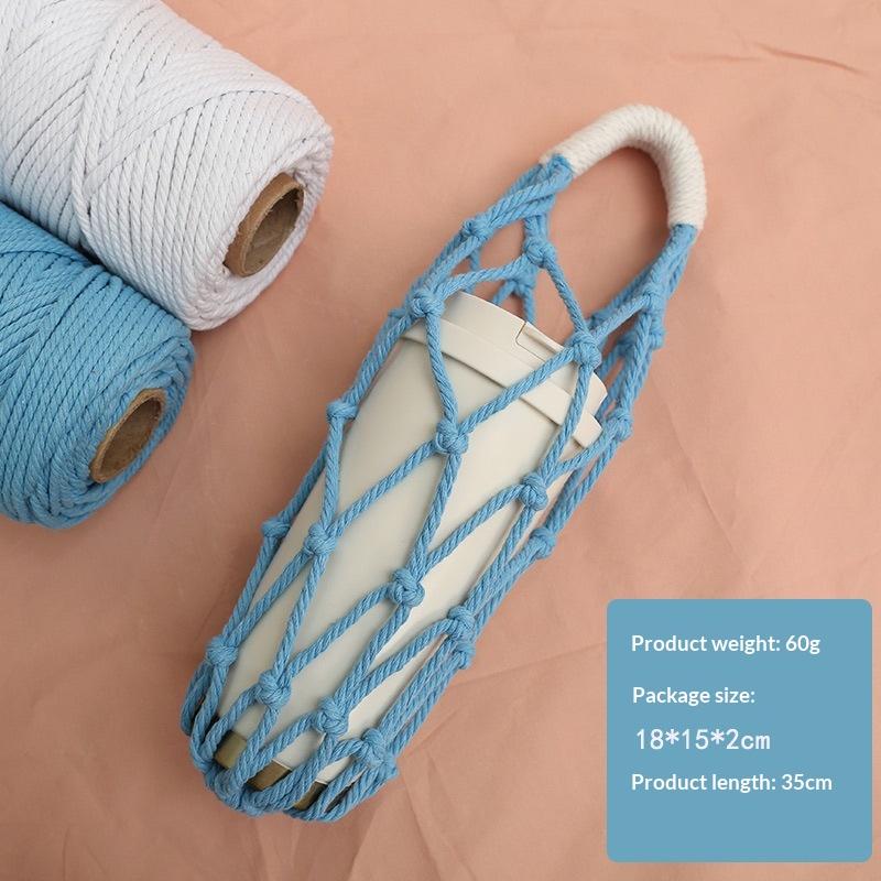Porta Borraccia in Macramè Fatto a Mano Rete Multicolore in Corda di Cotone Borsa a Rete Portatile Porta Tazza Borraccia Riutilizzabile per Acqua Borsa Tote