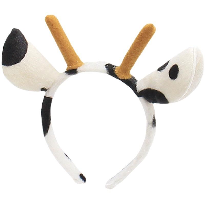 Niedliches Cartoon Plüsch Kuh Ohren Stirnband mit Glocken Schleife Lolita Haarreif Kawaii Tier Party Cosplay Kopfschmuck