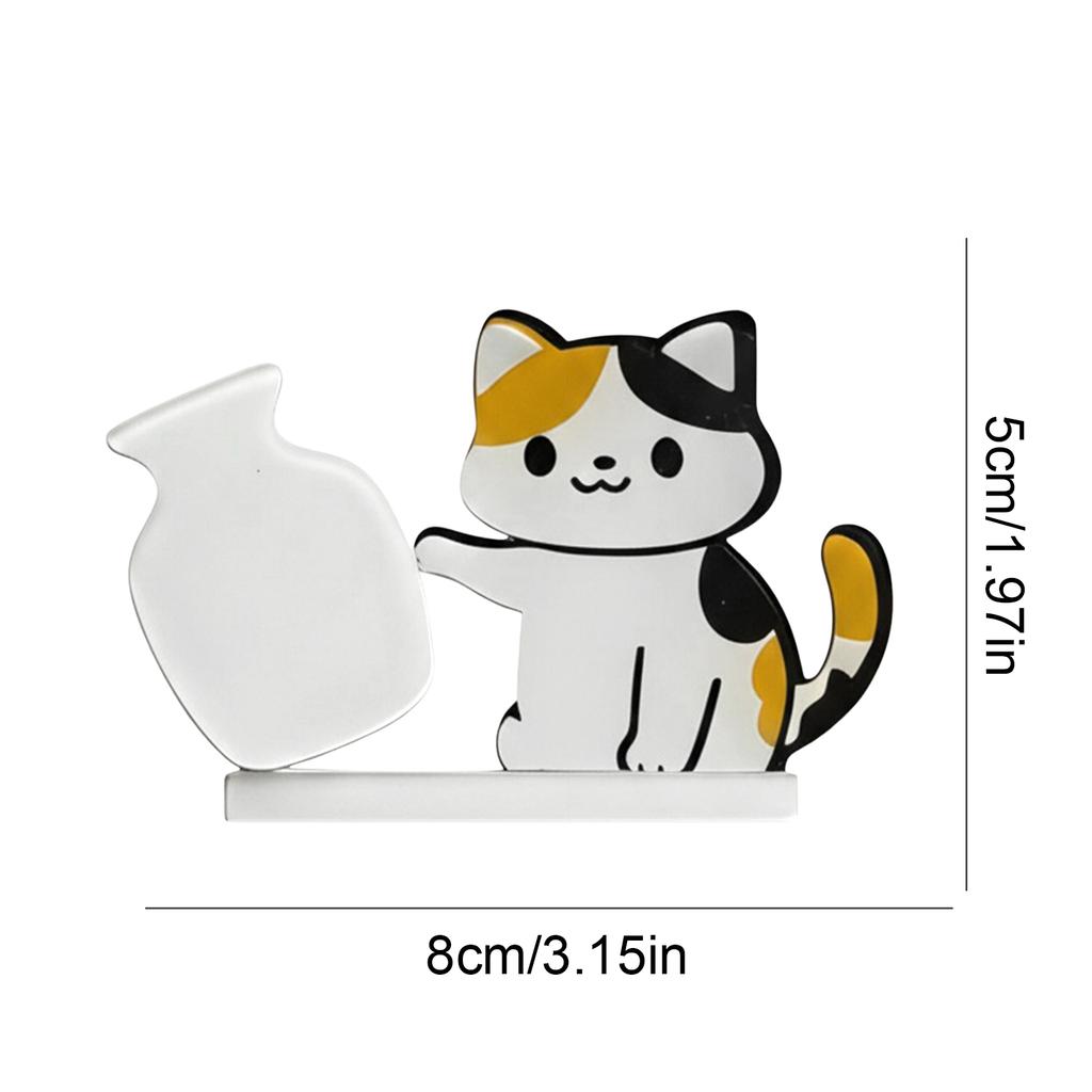 Acrylic Cat Whiskers Collection Ornament Cartoon Cat Hair Storage Memorial Box Cat Pushing Vase Decor Refrigerator Magnet