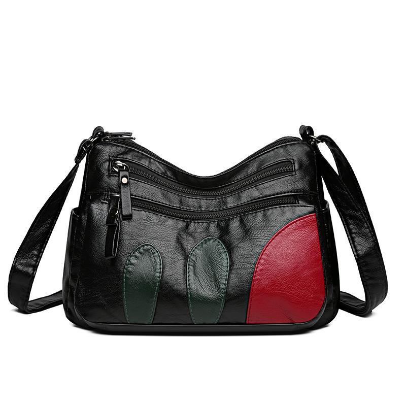 

Женская сумка через плечо, большая вместительная мягкая кожаная сумка для мамы, контрастная сумка на плечо, сумка для мобильного телефона, сумка с несколькими карманами 30-972