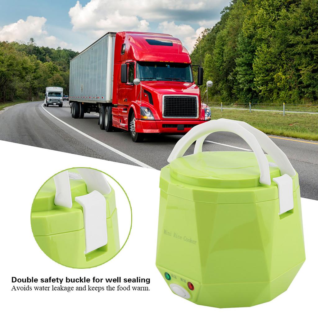 24V 140W 1.3 L Electric Portable Multifunctional Rice Cooker Food Steamer for Truck(Green)
