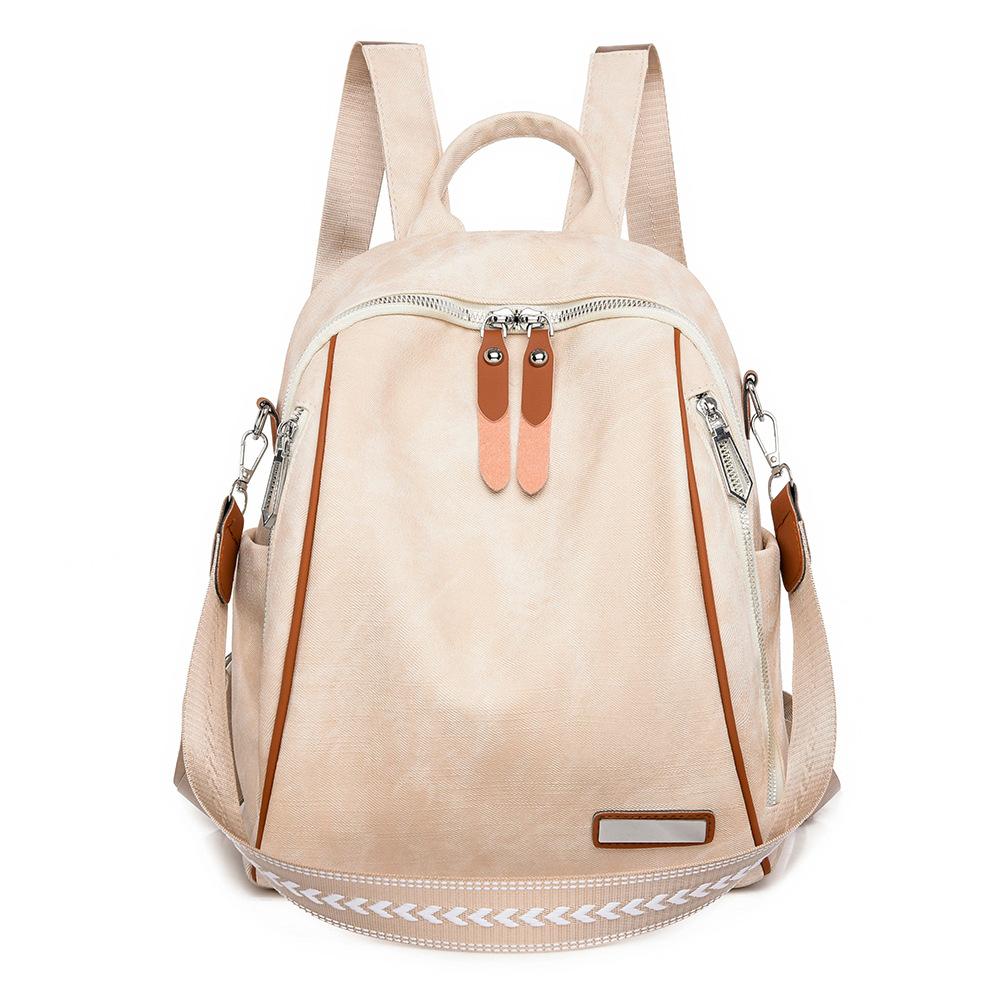 Backpack for Ladies New Casual, Large Capacity Fashionable and Versatile Schoolbag Soft Leather Backpack Lightweight