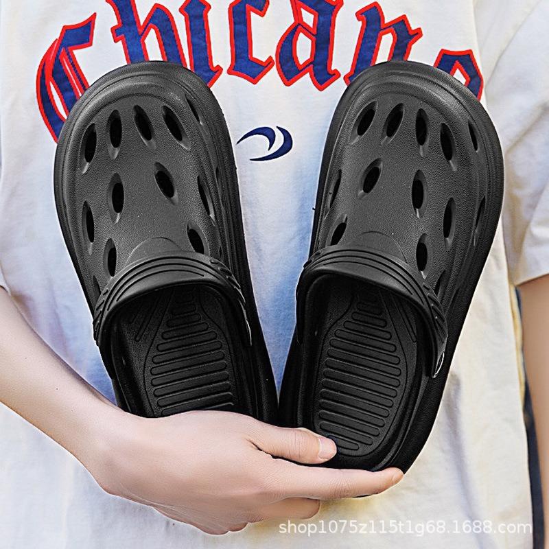 

Мужские новые летние уличные пляжные нескользящие износостойкие мягкие подошвы повседневные спортивные наружные сумки голова 45 чёрный