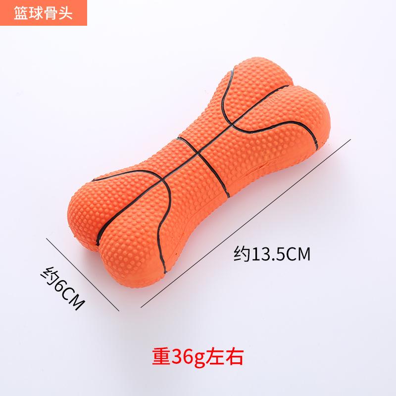 

Pet Supplies Teeth Cleaning Toy Latex Basketball Soccer Ball Bone Toy Durable Chewable Squeaky Boredom Relief Dog Toy Long13.5cmLeft and R