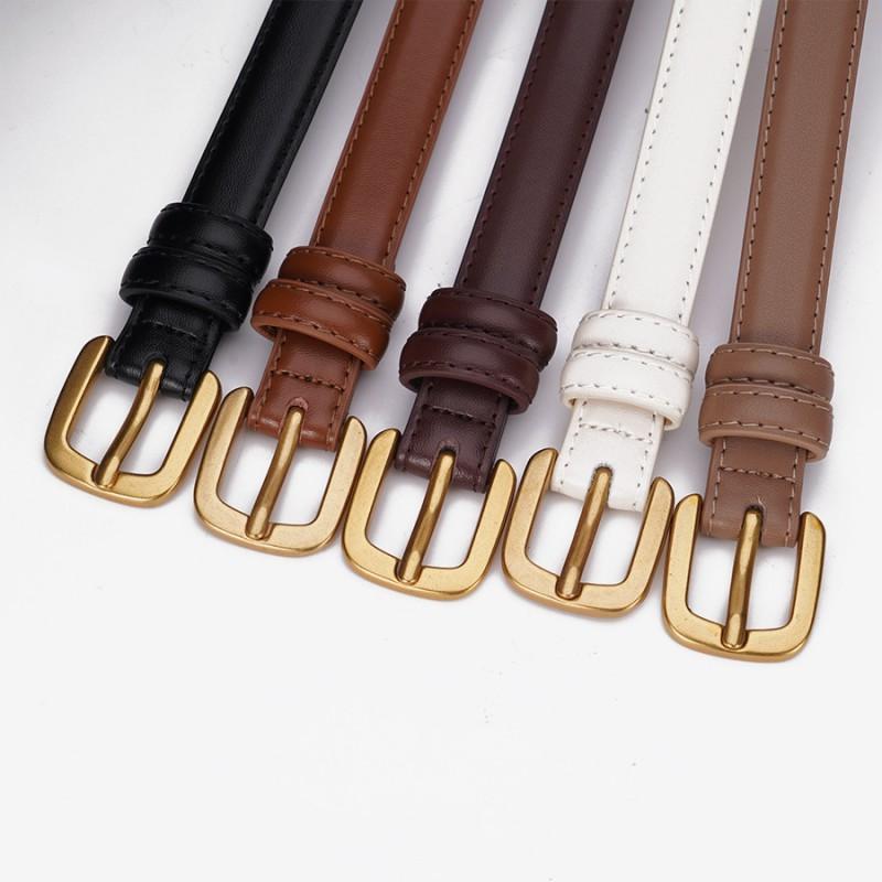 Womens Genuine Leather Skinny Belt Jeans Skirts Trousers Minimalist Fashion Accessory