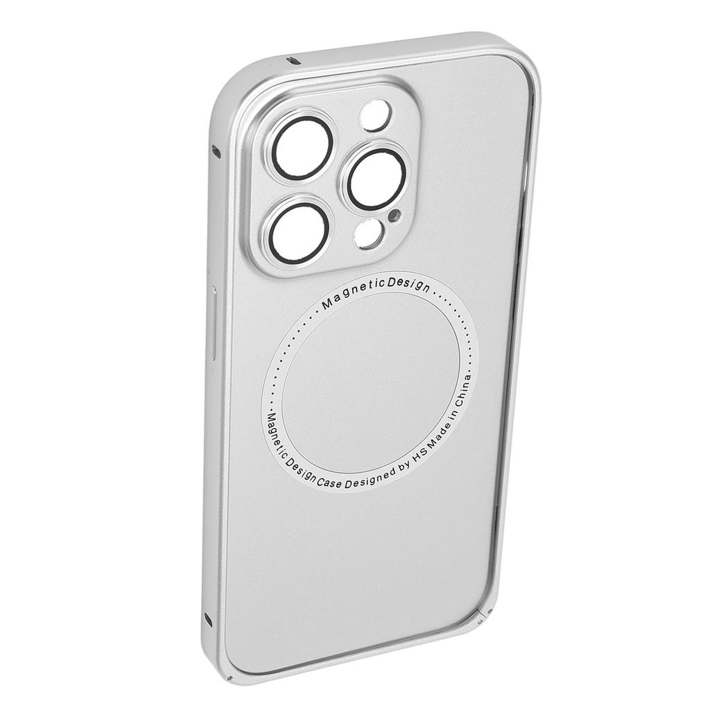 Magnetic Phone Case with Camera Lens Protector Cell Mobile Phone Protective Cover for MagSafe Silver for IPhone 14 Pro