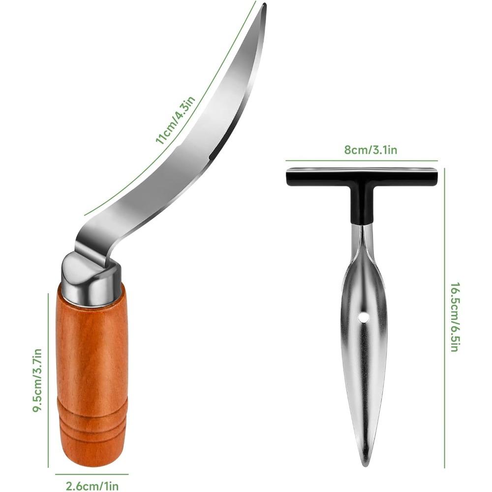 2-Piece Stainless Steel Coconut Cutting Tool Set, Coconut Hole Puncher and Meat Removal Scraper with Durable Non-Slip Handle