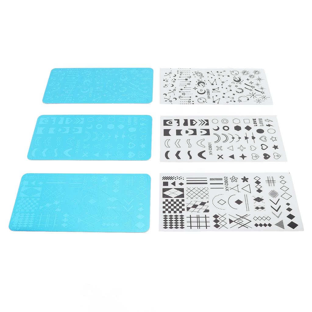 Nail Stamper Kit Stainless Steel Protective Blue Film Different Patterns Irregular Images DIY Tools