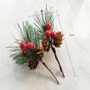 Artificial Pine Needle Greenery & Red Berry Bouquet for Holiday DIY & Gift Packaging