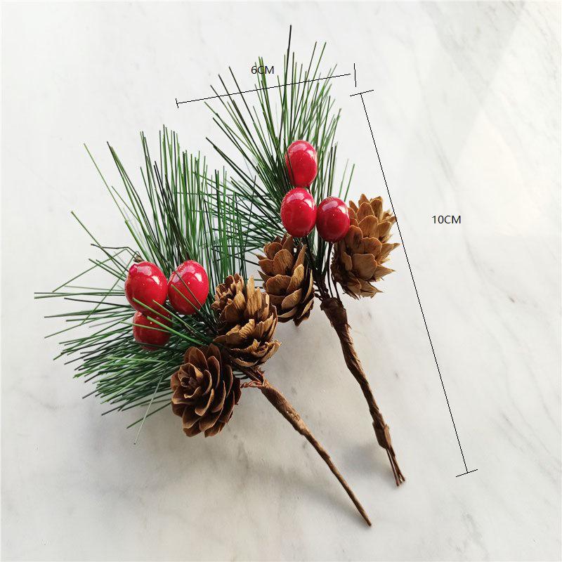Artificial Pine Needle Greenery & Red Berry Bouquet for Holiday DIY & Gift Packaging