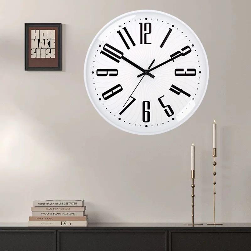 10 Inch Simple Mute Wall Clock Does Not Tick Round Three-dimensional Wall Hanging Clock for Study Classroom Living Room School
