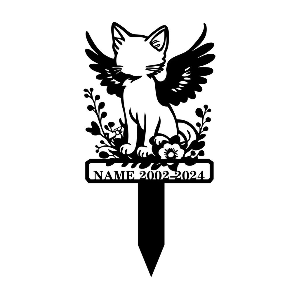 Metal Pet Memorial Stake, Custom Cat Grave Marker, Outdoor Garden Plaque, Personalized Keepsake Gift