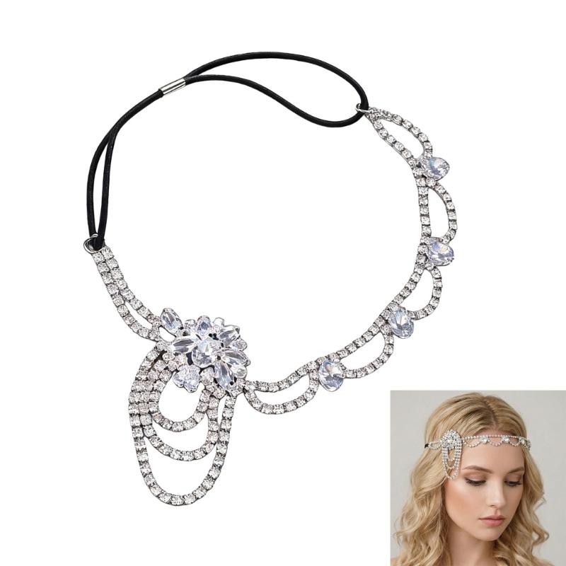1920s Crystal Headbands Luxurious Flapper for Women Wedding Bridal Party Headdress with Floral Design