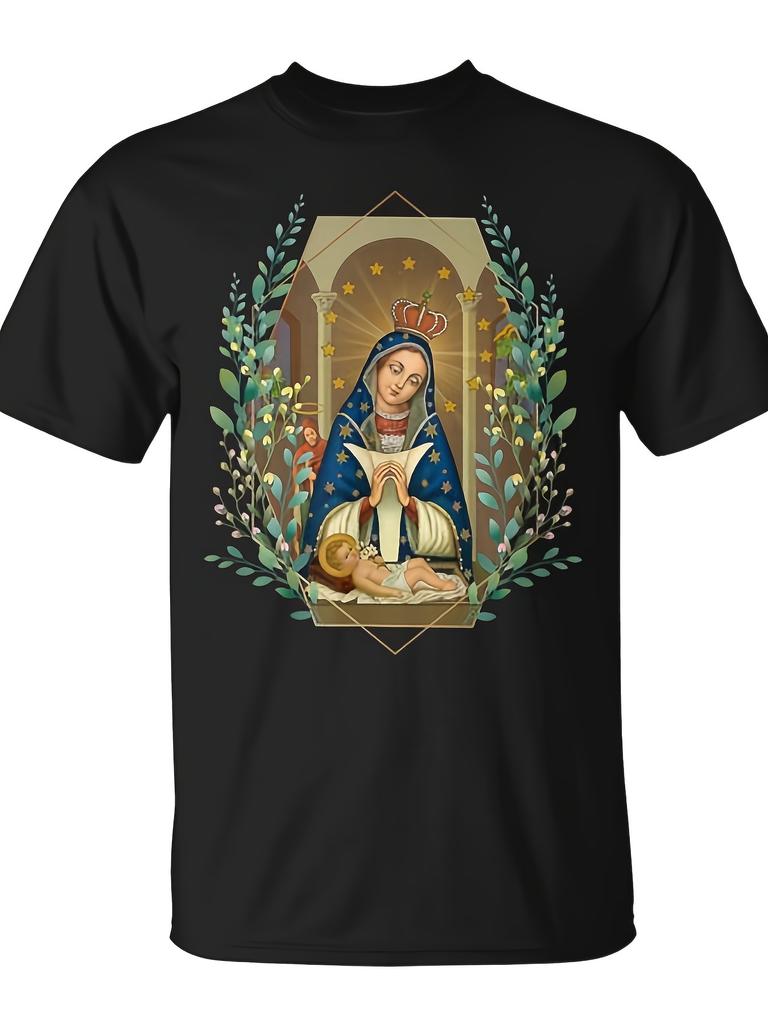 Our Lady of Altagracia Virgen De Dominicana Tshirt Unisex Casual Style Crew Neck Slight Stretch Regular Fit Allseason Drawing Pattern Top Quality Comf