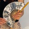 Summer With Cheongsam Portable Hand-Shaking Bamboo Fan Chinese Style Hanfu  Chinese Style Ink Silk Folding Fan Ancient Fan