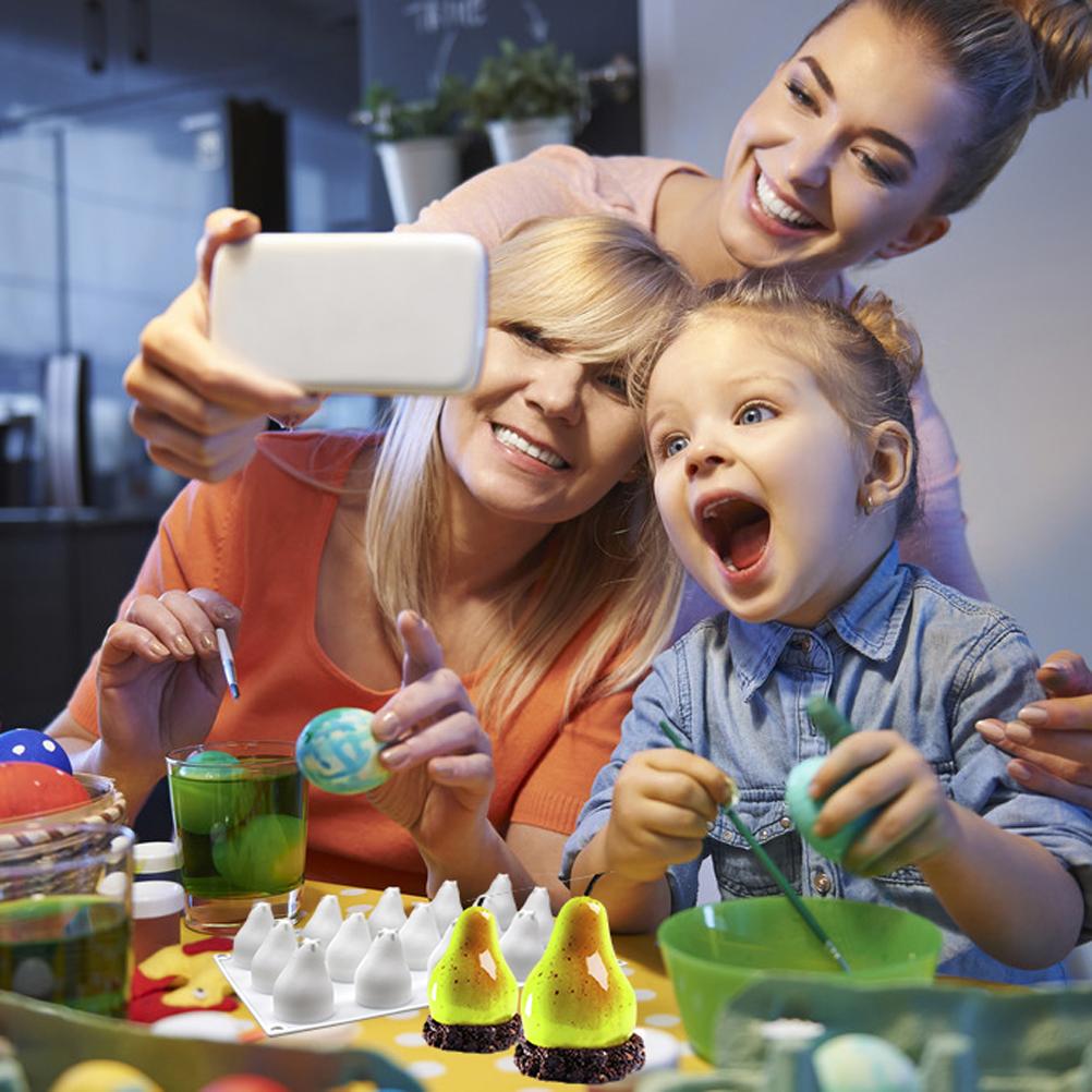 15 hål Päronform Silikonform för Moussetårta Fransk Dessert 3D Silikonform Tårta