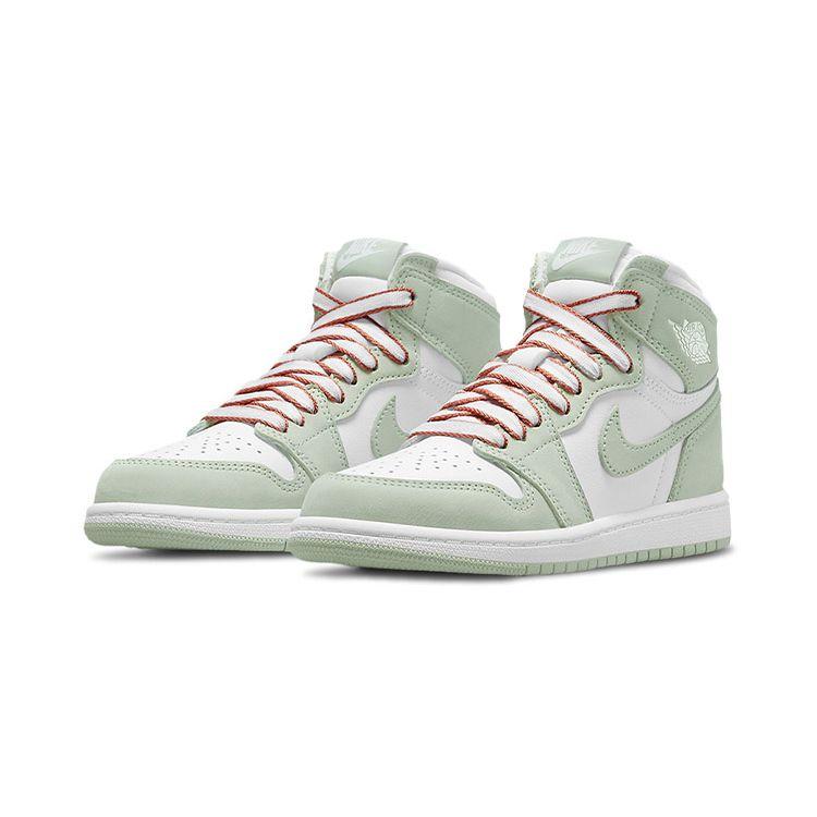 Air Jordan 1 Retro High OG PS Seafoam Kids Sneakers Green Healing-Orange White CU0449-002